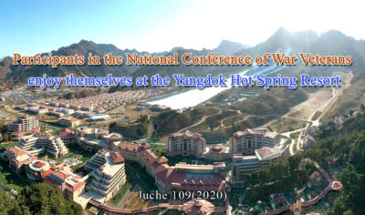 Participants in the National Conference of War Veterans enjoy themselves at the Yangdok Hot Spring Resort