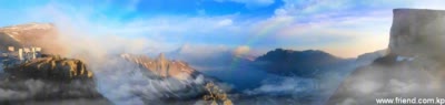 the Rainbow of the Lake Chon on the top of Mt. Paektu